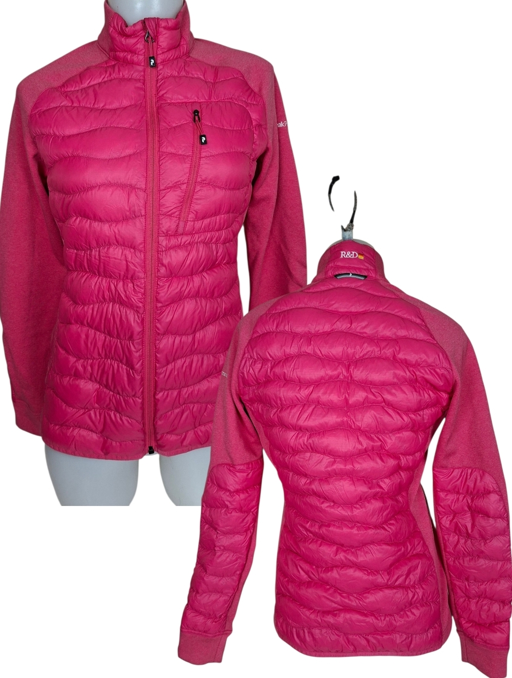 Helium Down Hybrid PEAK PERFORMANCE Pink Puffer Jacket Size Medium